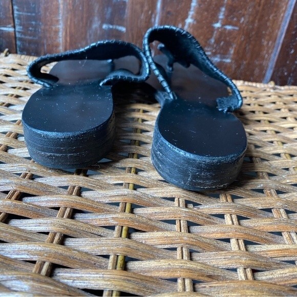 Jack Rogers - Black Leather Navajo Classic Sandal - Size 7M - Picture 2 of 5
